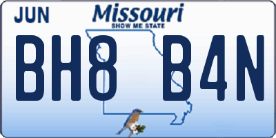 MO license plate BH8B4N