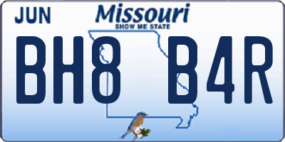 MO license plate BH8B4R