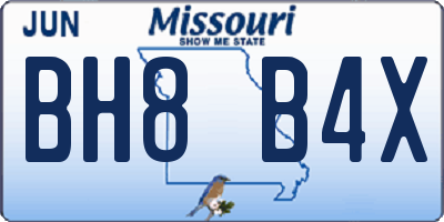MO license plate BH8B4X