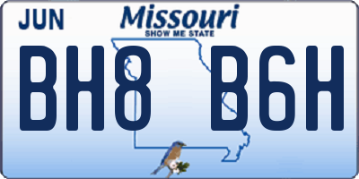 MO license plate BH8B6H