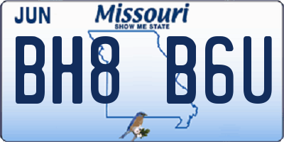 MO license plate BH8B6U