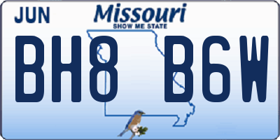 MO license plate BH8B6W