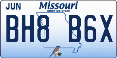 MO license plate BH8B6X