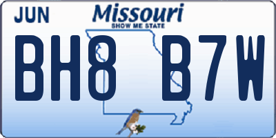 MO license plate BH8B7W