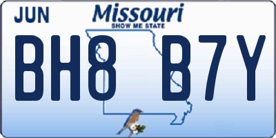 MO license plate BH8B7Y