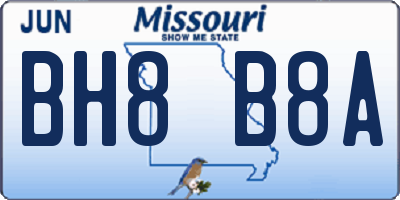 MO license plate BH8B8A