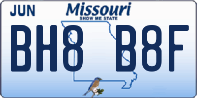 MO license plate BH8B8F