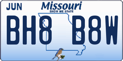 MO license plate BH8B8W