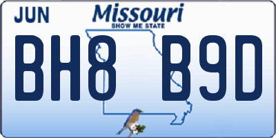 MO license plate BH8B9D