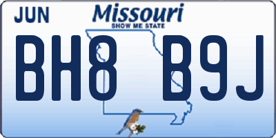 MO license plate BH8B9J