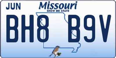 MO license plate BH8B9V