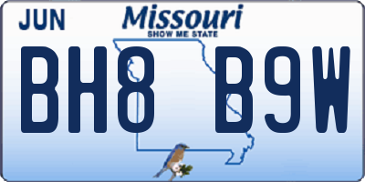 MO license plate BH8B9W