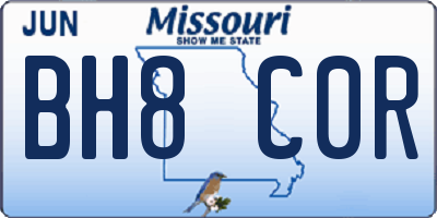 MO license plate BH8C0R