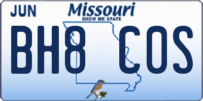 MO license plate BH8C0S