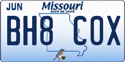 MO license plate BH8C0X