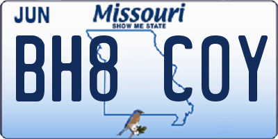 MO license plate BH8C0Y