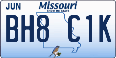 MO license plate BH8C1K