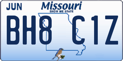 MO license plate BH8C1Z