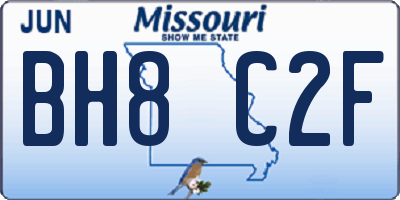 MO license plate BH8C2F
