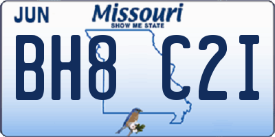 MO license plate BH8C2I