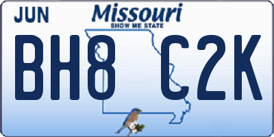 MO license plate BH8C2K