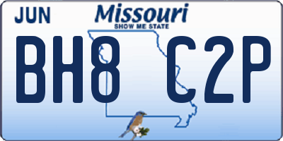 MO license plate BH8C2P