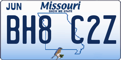 MO license plate BH8C2Z