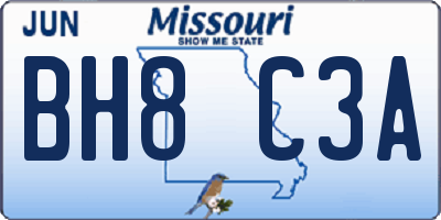 MO license plate BH8C3A