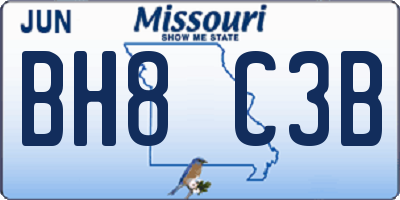 MO license plate BH8C3B