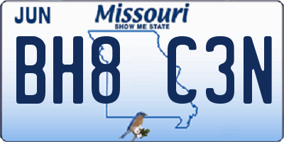MO license plate BH8C3N