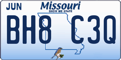 MO license plate BH8C3Q