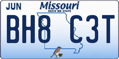 MO license plate BH8C3T