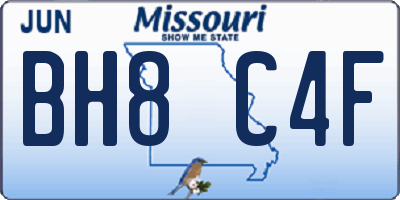 MO license plate BH8C4F