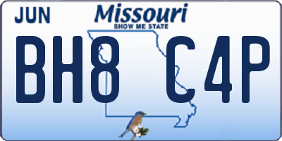 MO license plate BH8C4P