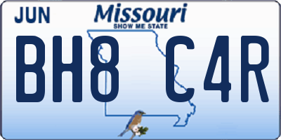 MO license plate BH8C4R
