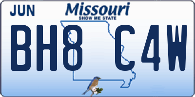 MO license plate BH8C4W