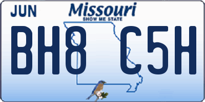 MO license plate BH8C5H