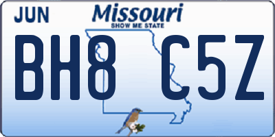 MO license plate BH8C5Z