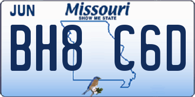 MO license plate BH8C6D