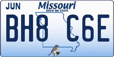 MO license plate BH8C6E