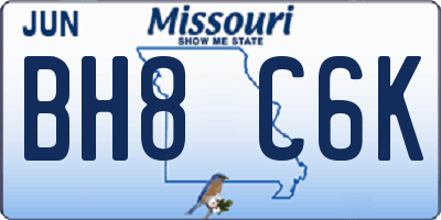 MO license plate BH8C6K