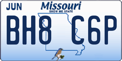 MO license plate BH8C6P