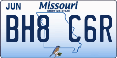 MO license plate BH8C6R