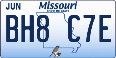 MO license plate BH8C7E