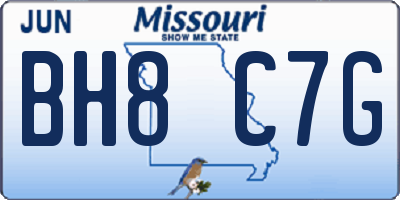 MO license plate BH8C7G
