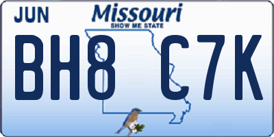 MO license plate BH8C7K