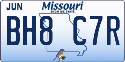 MO license plate BH8C7R