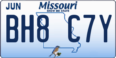 MO license plate BH8C7Y