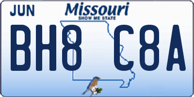 MO license plate BH8C8A