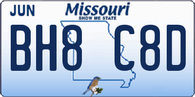 MO license plate BH8C8D